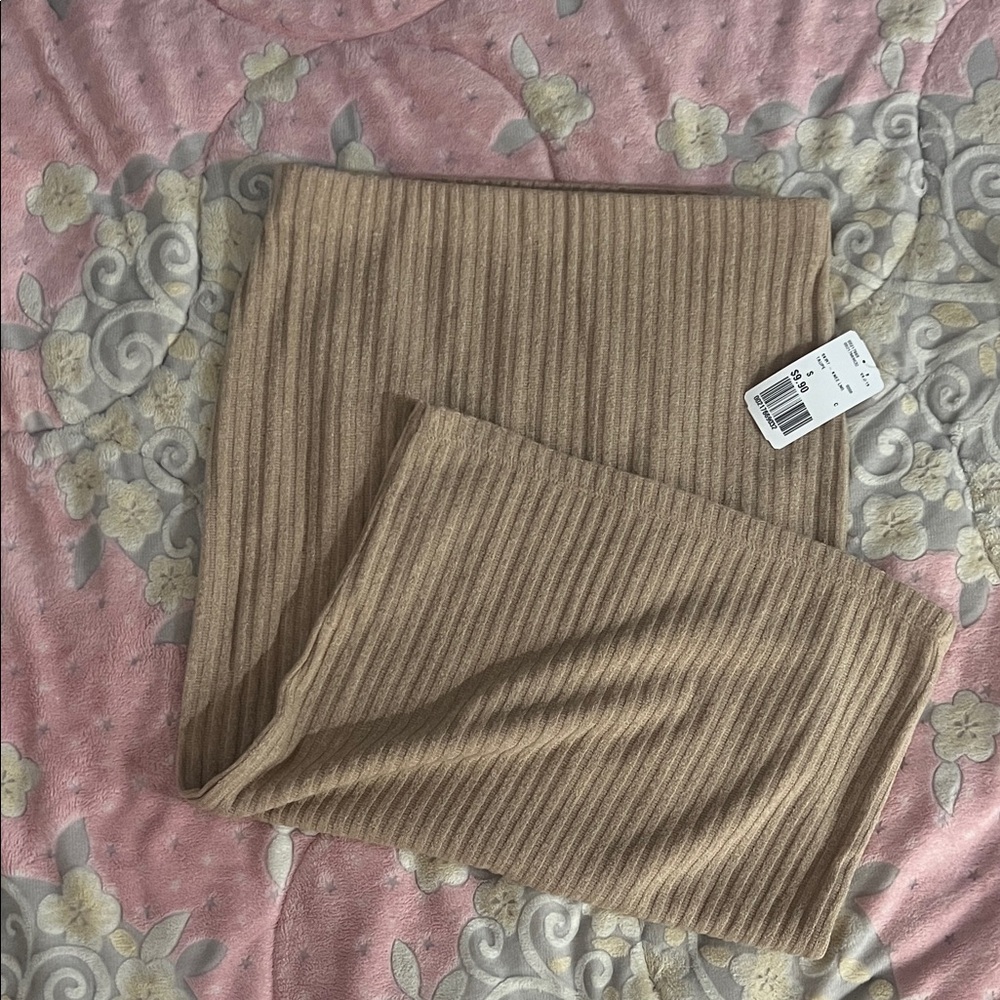 Forever 21 Tan Ribbed Pencil Skirt